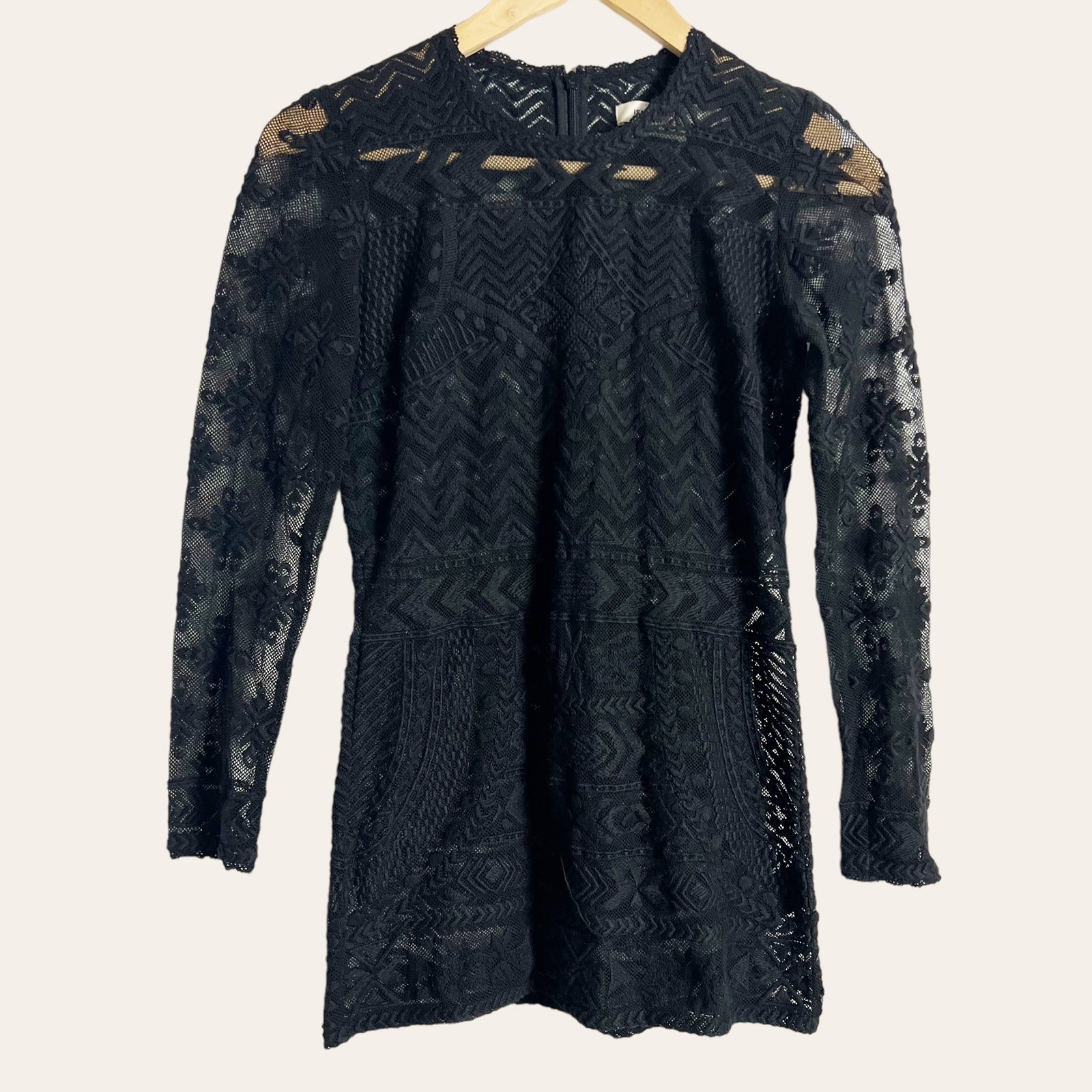 Isabel Marant X H&M Black Embroidered Lace Sheer Mesh Long Sleeve Tunic Top 4